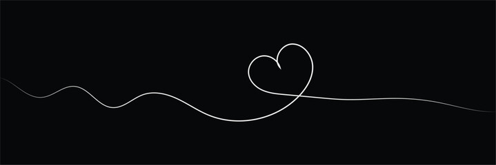 Single doodle heart continuous wavy line art drawing on white background. vector. EPS 20 .