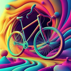 Fototapeta premium A captivating neon-themed bicycle illustration.
