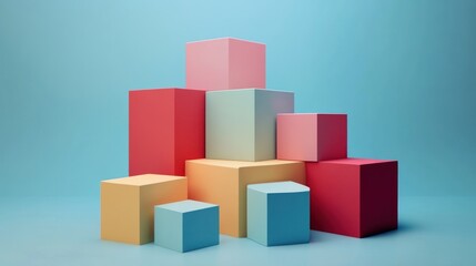 Fototapeta premium Pastel Colored Cubes Abstract 3D Render