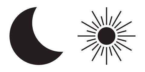 Sun and moon icon isolated on white background. Day and night. Vector illustration. EPS 10