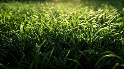 Obraz premium Sunlit green grass close-up.