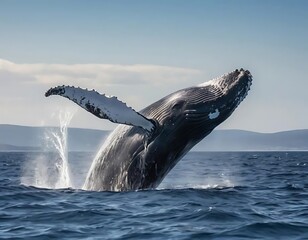Fototapeta premium whale jumping out of water