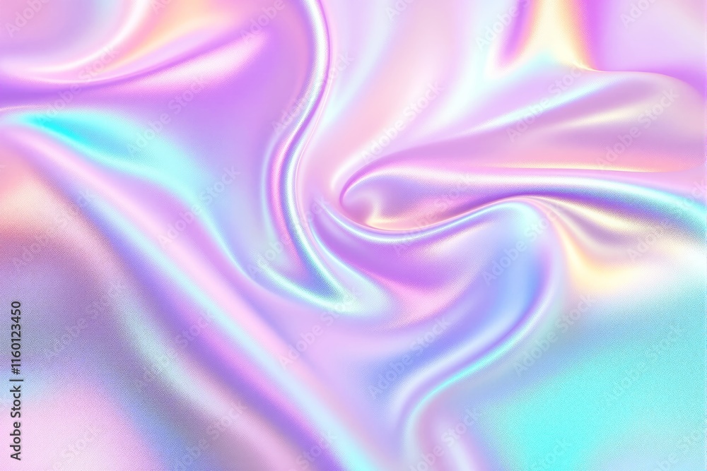 Poster abstract iridescent pastel swirl with a smooth satin-like texture on a soft gradient background. con