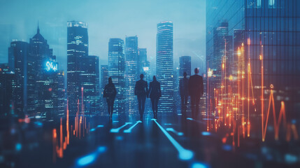 Obraz premium abstract professional business team people innovation connection of line from nail node to node on Smart Innovation city with connection cyber security network reciprocity , networking concept