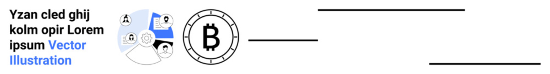 Blockchain and cryptocurrency symbols, connected users, graphs, and wallets. Ideal for blockchain, cryptocurrency, fintech, secure transactions, technology, business strategy, digital finance