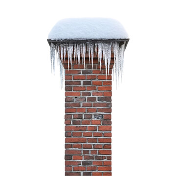 recommend clip art: Isolated Brick Chimney with Icicles on transparent background 