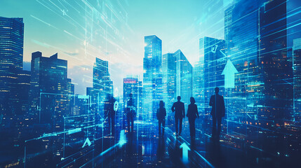 abstract professional business team people innovation connection of line from nail node to node on Smart Innovation city with connection cyber security network reciprocity , networking concept