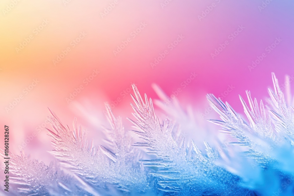 Poster close-up view of artistic frost patterns on a light background capturing the subtle beauty of winter