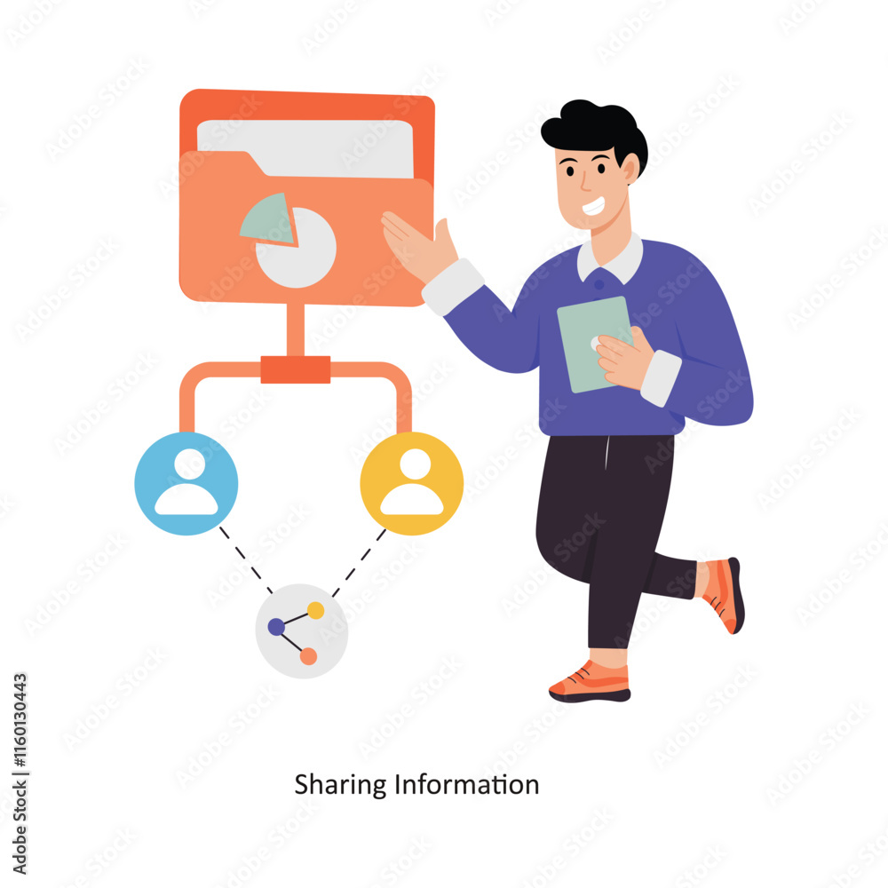 Poster sharing information concept vector illustration. database isolated on white background.