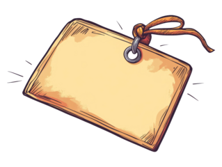 Blank Tag with String on Transparent Background for Labeling Use