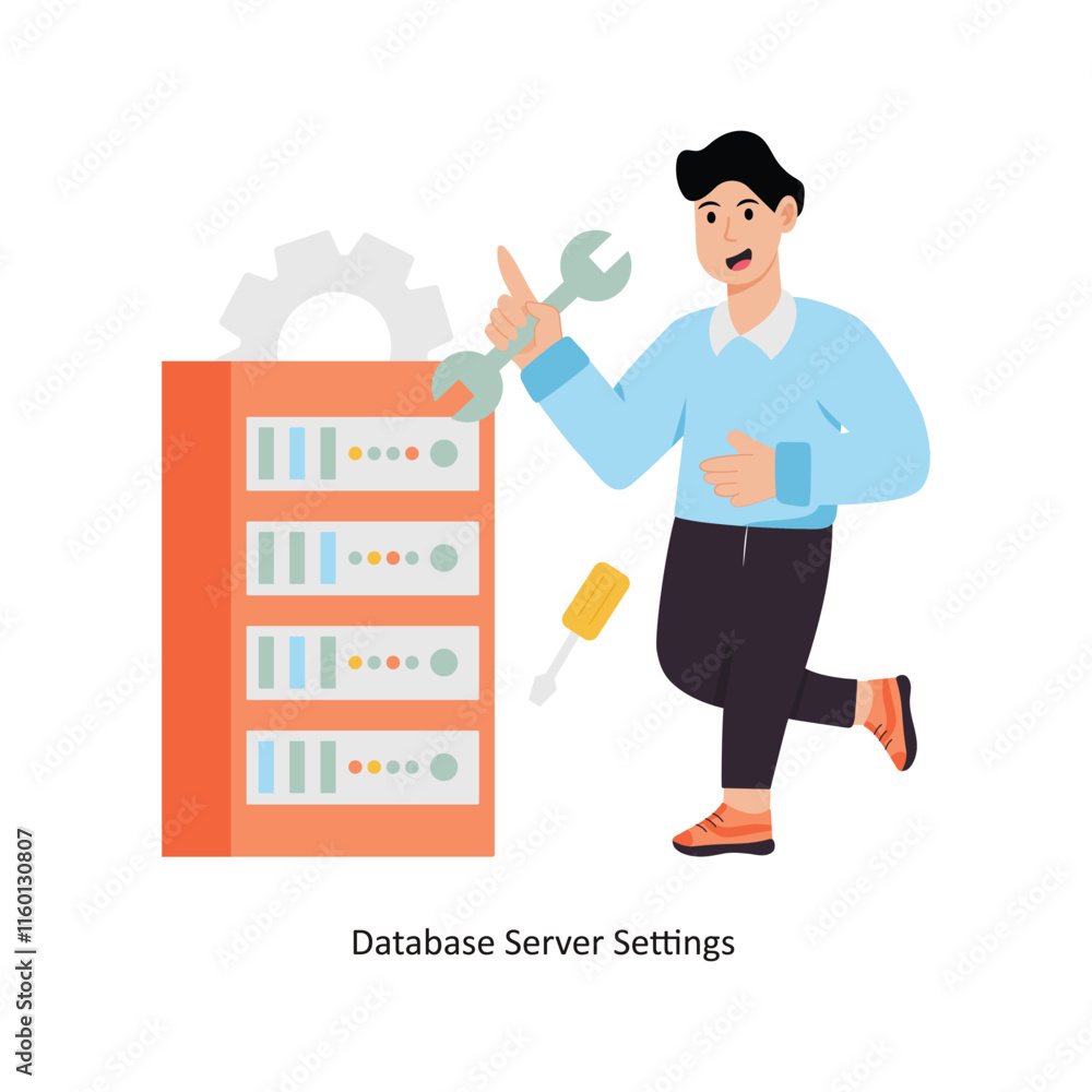 Poster database server settings concept vector illustration. database isolated on white background.
