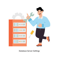 Database Server Settings concept vector illustration. Database isolated On white Background.       