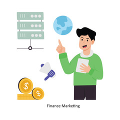 Finance Marketing concept vector illustration. Database isolated On white Background.        