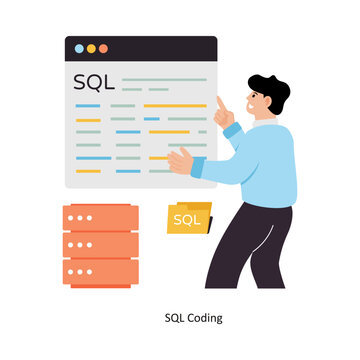 SQL Coding  concept vector illustration. Database isolated On white Background.      