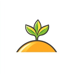 Simple sprout growing from orange ground.