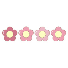 Pink Flower Border. Simple Cute Style Illustration.
