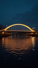 Fototapeta premium Illuminated Arched Bridge Over Reflective Waters at Night