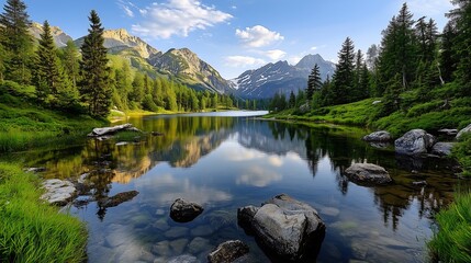 Tranquil lake reflection alpine mountains nature photography serene landscape scenic view serenity