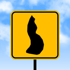 Liechtenstein map on road sign. Country map on yellow rhombus road sign. Vector illustration.