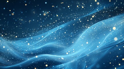 Abstract Blue Waves With Sparkling Lights
