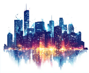 Obraz premium A silhouette of the city skyline at night, buildings isolated on a transparent background