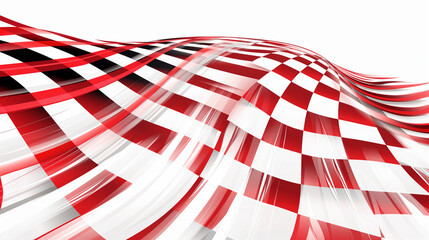 Obraz premium 3d Rendered Racing Finish Checkered Banner Background Hanging With Rope On White Background