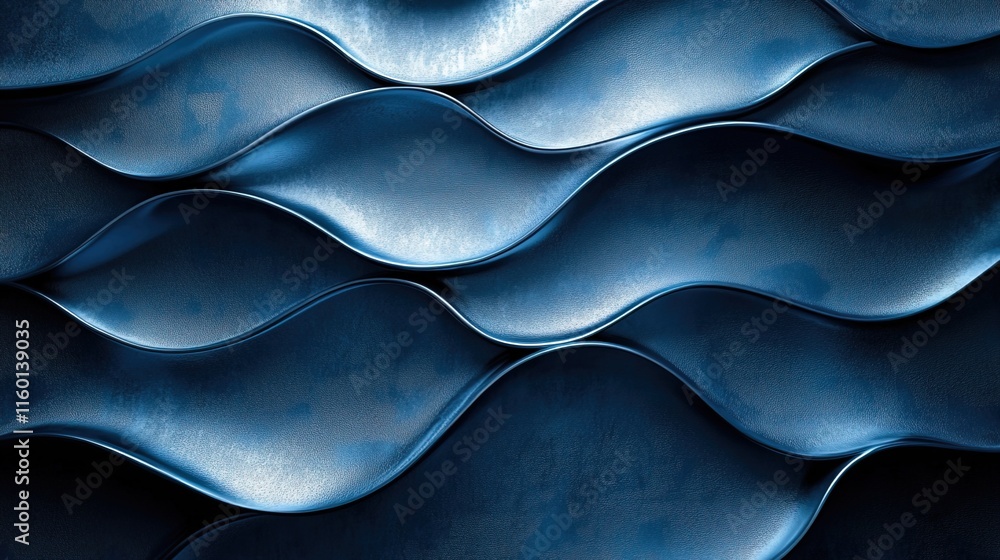 Poster textured metallic surface with blue tones and abstract patterns