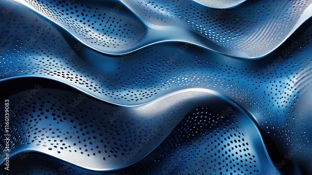 Poster textured metallic surface with blue tones and abstract patterns
