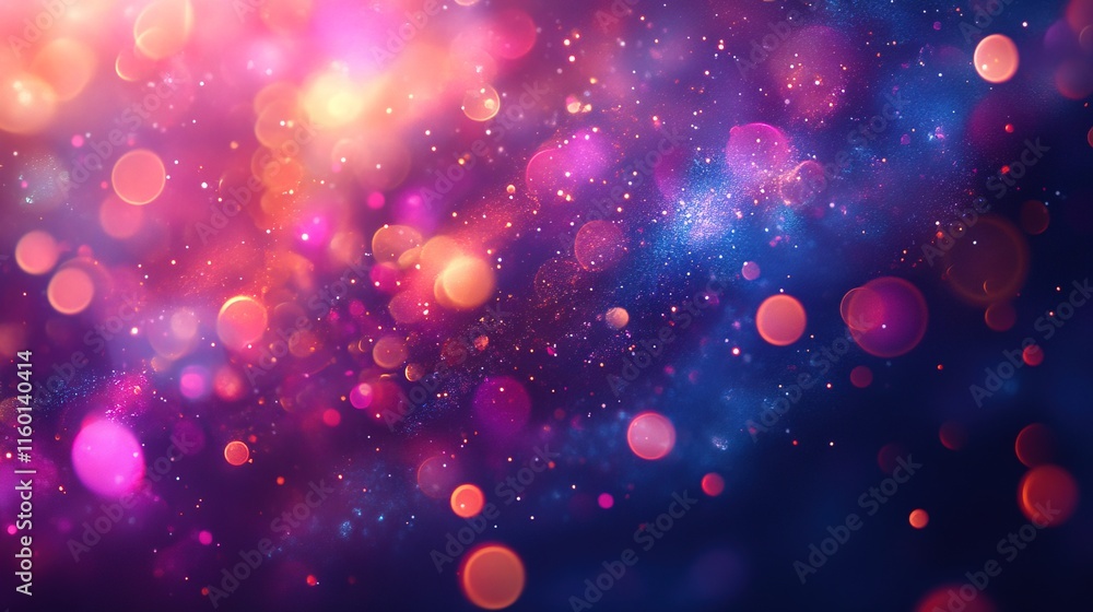 Poster colorful abstract bokeh background with vibrant lights and blurred circles