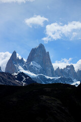 Fitz Roy with blue sky and clouds