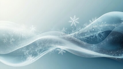 Elegant Blue Winter Wave Abstract Design With Snowflakes
