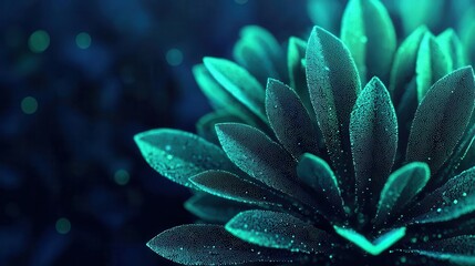 Abstract glowing visualization of advanced artificial photosynthesis, light absorption and energy conversion in futuristic plant design