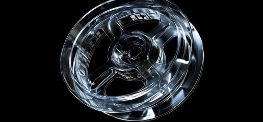 A transparent film reel showcasing a sleek, modern design.