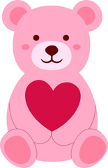 Cute little teddy bear holding a heart valentine Vector
Pink bear holding a love heart flat vector illustration.
For celebrating Valentine's Day, wedding or birthday.
Isolated  Valentine's Day icon .