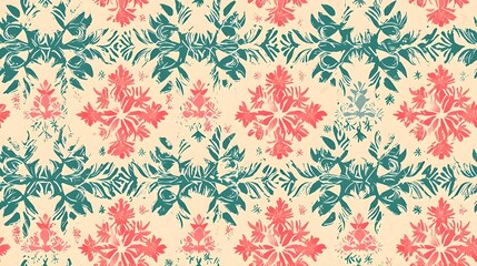 Fototapeta premium Christmas Floral Seamless Pattern Background