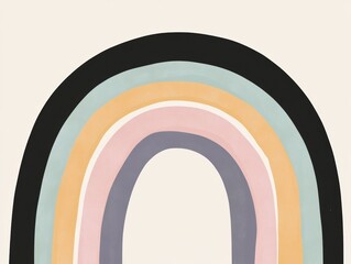 シンプルなカラーアーチが描かれたアートワークの多彩なレイヤーと洗練されたデザイン