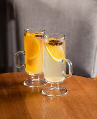Hot berry drinks from sea buckthorn and spices