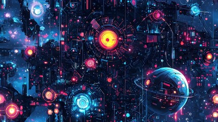 AI-Powered Robot Planet Pattern