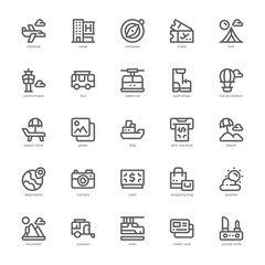 Travel Stuff Icon pack for your website, mobile, presentation, and logo design. Travel Stuff Icon outline design. Vector graphics illustration and editable stroke.