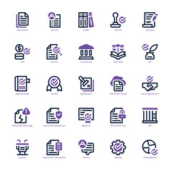 Contract and Legal Icon pack for your website, mobile, presentation, and logo design. Contract and Legal Icon dual tone design. Vector graphics illustration and editable stroke.