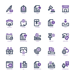 Contract and Legal Icon pack for your website, mobile, presentation, and logo design. Contract and Legal Icon dual tone design. Vector graphics illustration and editable stroke.