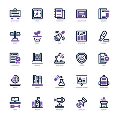 Learning icon pack for your website, mobile, presentation, and logo design. Learning icon dual tone design. Vector graphics illustration and editable stroke.