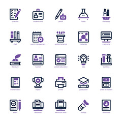Learning icon pack for your website, mobile, presentation, and logo design. Learning icon dual tone design. Vector graphics illustration and editable stroke.