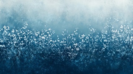 Blue Textured Background With White Flowers