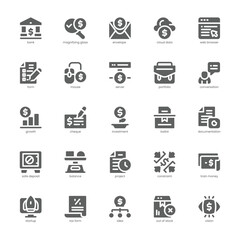 Financial Report icon pack for your website, mobile, presentation, and logo design. Financial Report icon glyph design. Vector graphics illustration and editable stroke.