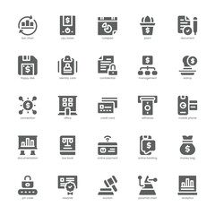 Financial Report icon pack for your website, mobile, presentation, and logo design. Financial Report icon glyph design. Vector graphics illustration and editable stroke.