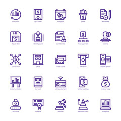 Financial Report icon pack for your website, mobile, presentation, and logo design. Financial Report icon basic line gradient design. Vector graphics illustration and editable stroke.