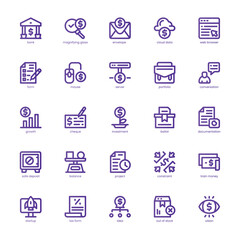 Financial Report icon pack for your website, mobile, presentation, and logo design. Financial Report icon basic line gradient design. Vector graphics illustration and editable stroke.