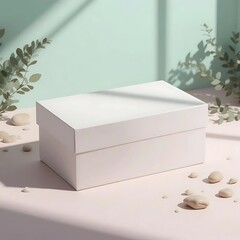 minimalist white shoe box with an aesthetic background