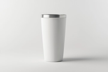 a minimalist white metal tumbler - sleek and modern product design